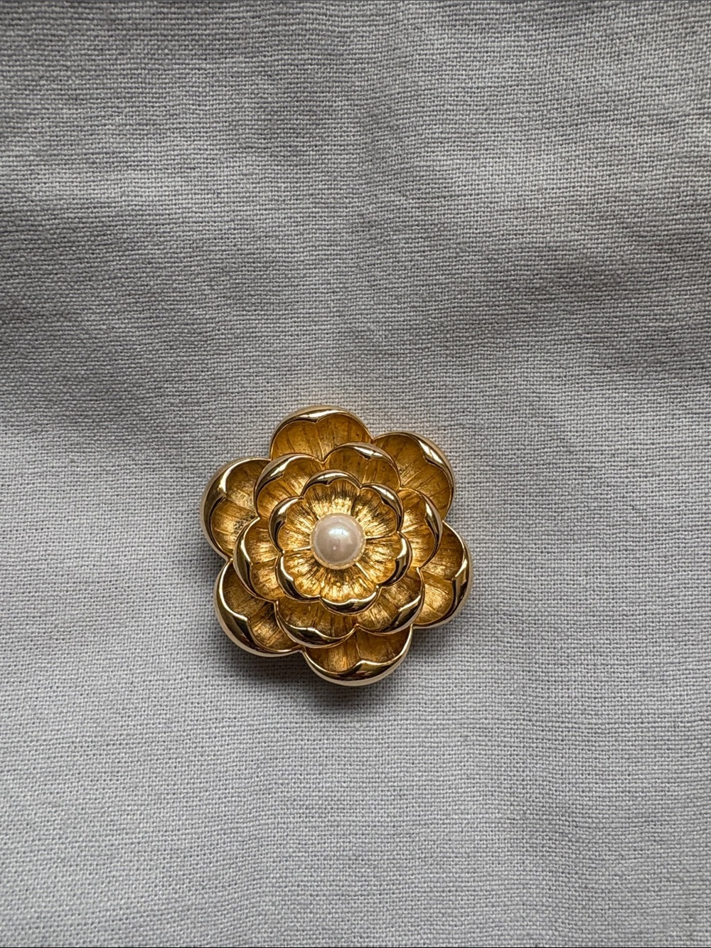 Joan Rivers Gold Floral Brooch with Pearl Accent